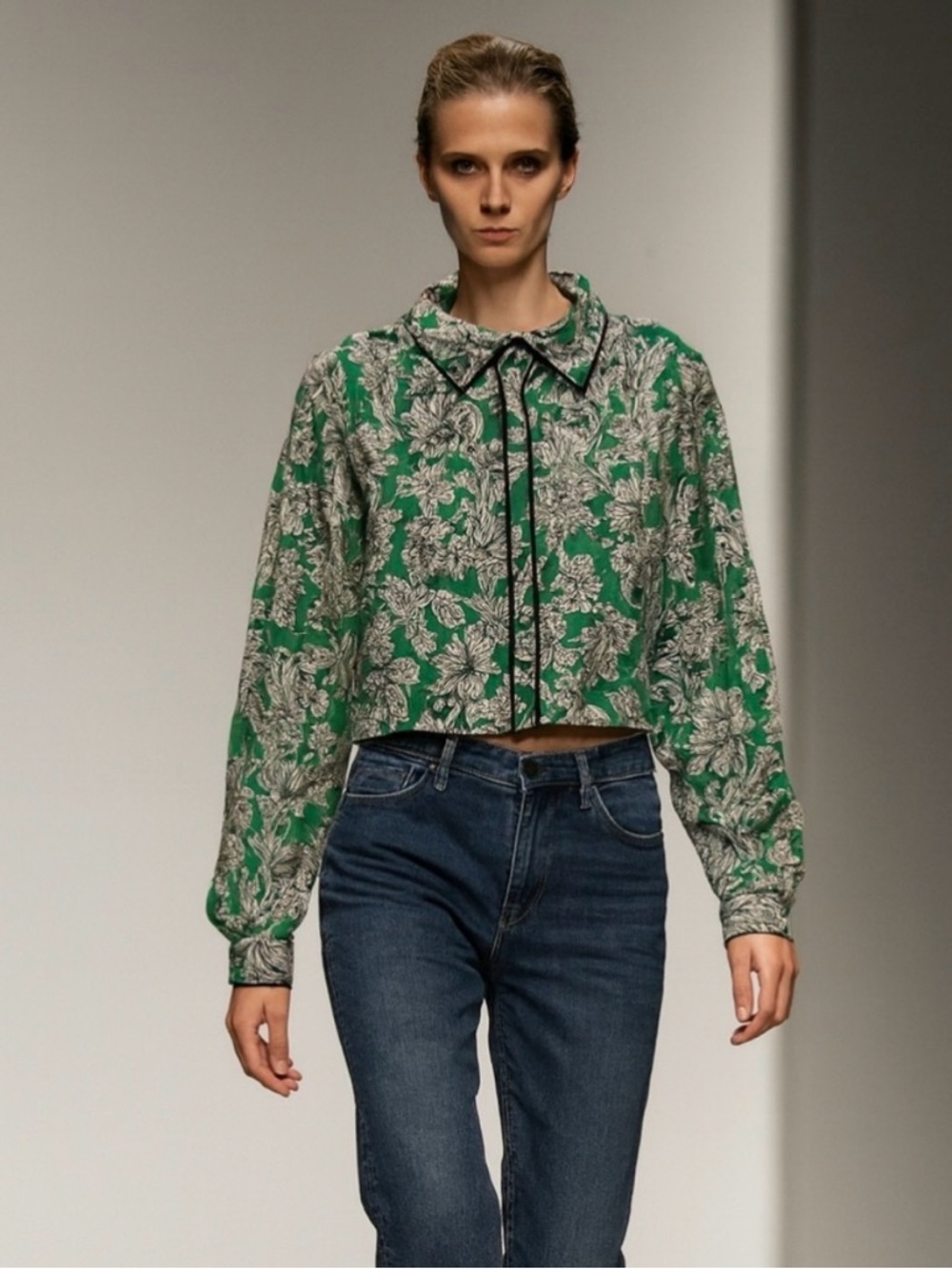 C&C California Linen Tropical Button Down Shirt Green Leopard Coastal Top